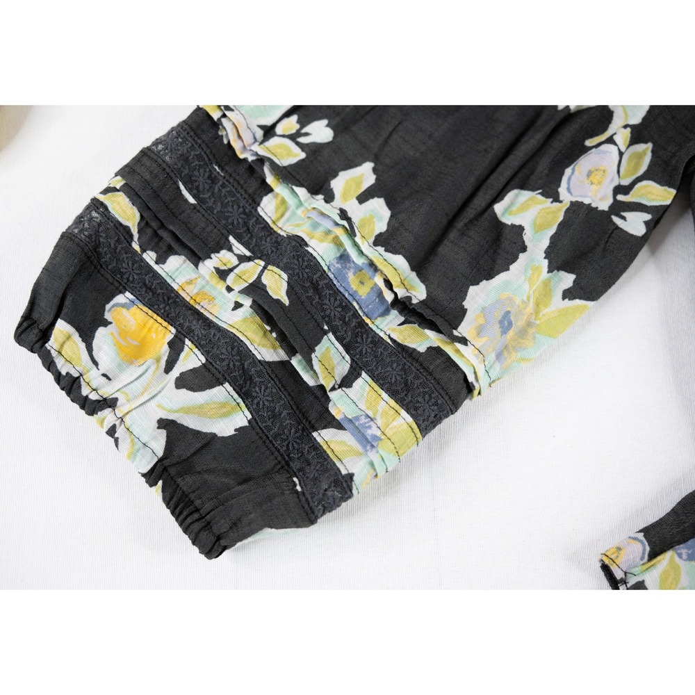 LC Lauren Conrad Floral Blouse Womens XL Black Boho Cottagecore Prairie lace - Picture 6 of 8